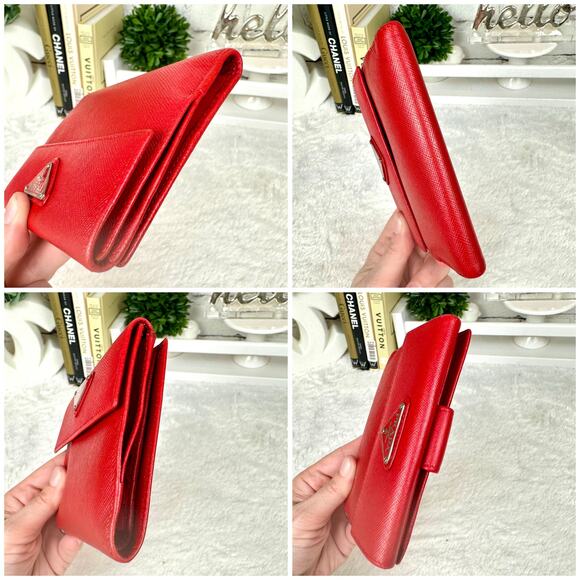 Prada red leather compact wallet NICE Vintage! - Picture 2 of 12